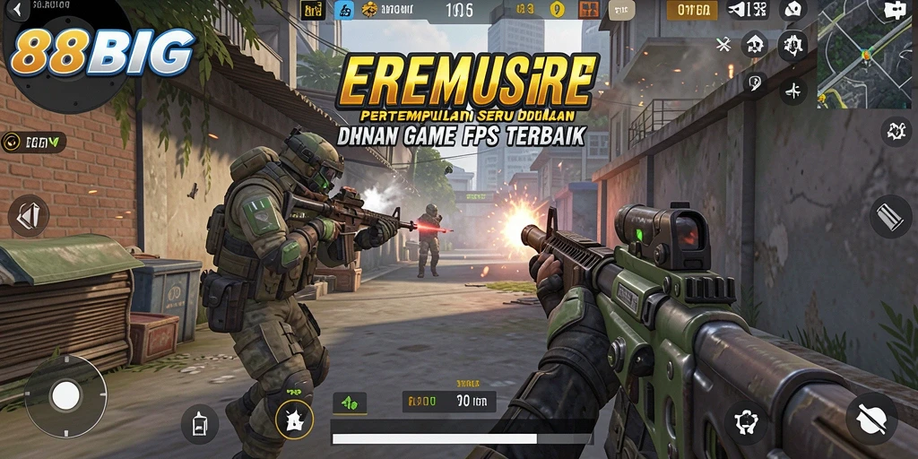 Tangkapan layar utama dari <strong>88BIG</strong> menampilkan aksi intens pertempuran FPS.