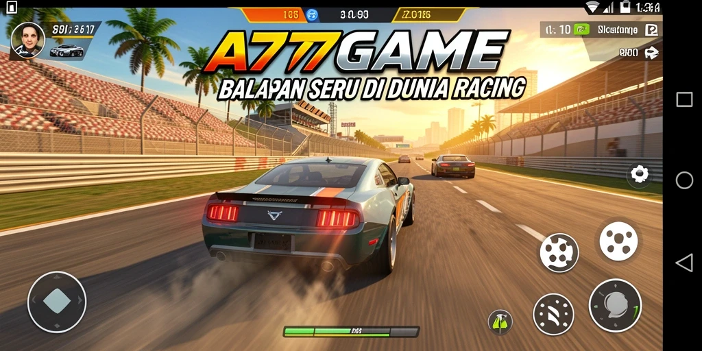 Gameplay A777GAME yang mendebarkan dengan aksi balapan yang intens.