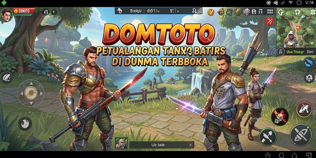 Screenshot menunjukkan aksi seru dalam dunia terbuka DOMTOTO.