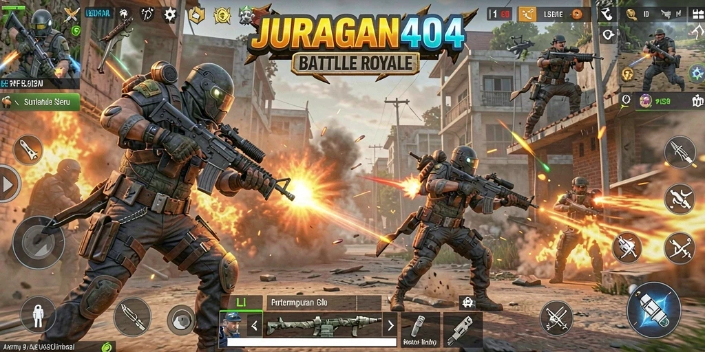 Tangkapan layar gameplay JURAGAN404 dengan aksi pertarungan yang mendebarkan.