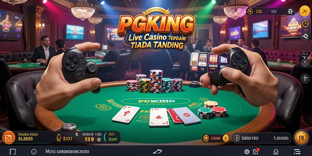Screenshot gameplay PGKING yang menunjukkan dealer dan meja permainan Live Casino.