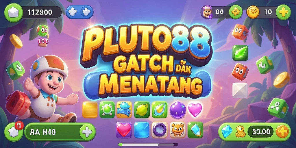 Tampilan gameplay <strong>PLUTO88</strong> yang seru dalam mencocokkan batu permata.