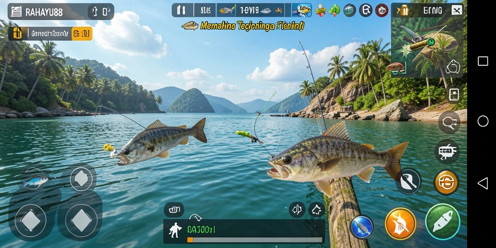 Tampilan gameplay RAHAYU88 yang menarik saat memancing.