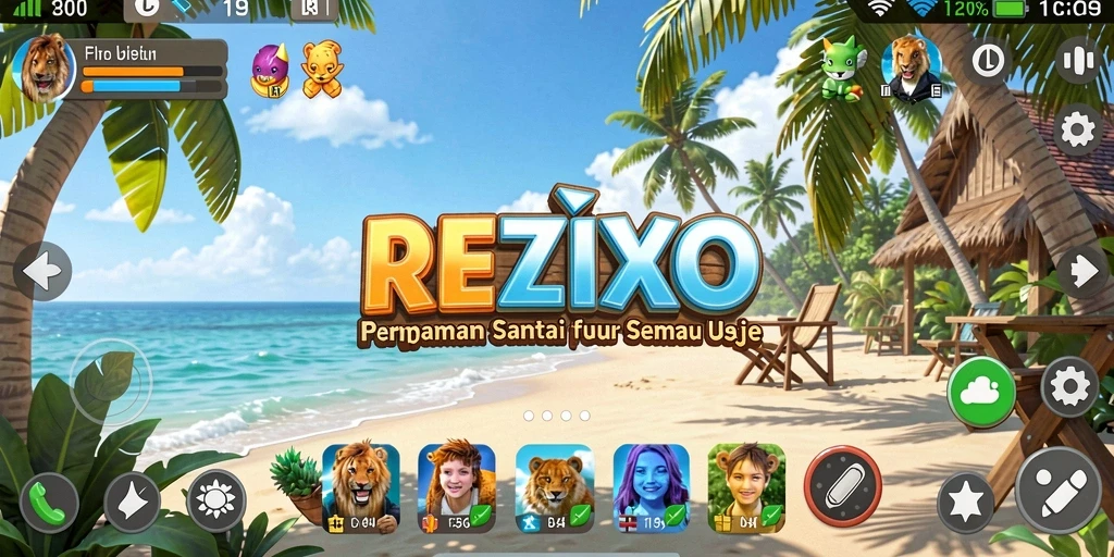 Tampilan gameplay REZIXO yang ceria dan menghibur di berbagai level.