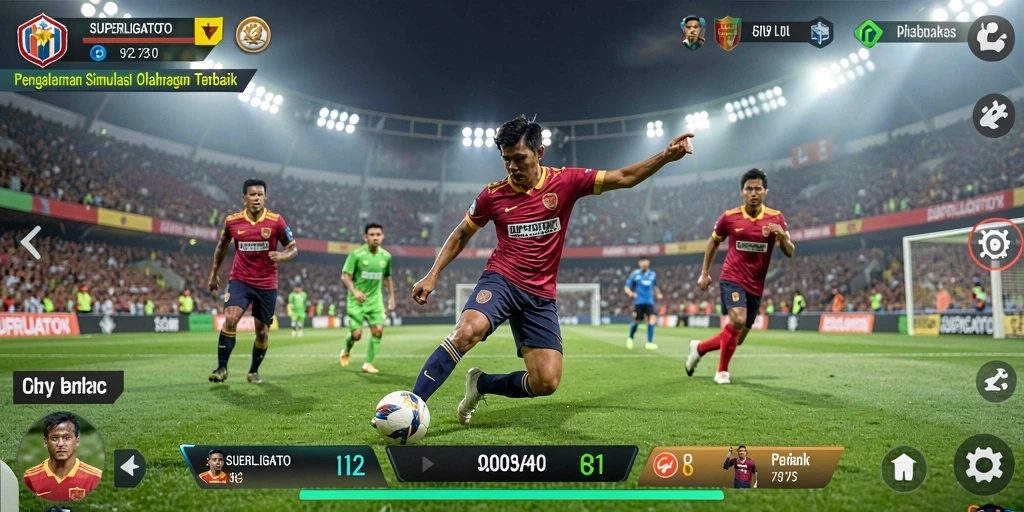 Screenshot utama dari SUPERLIGATOTO menampilkan gameplay mendebarkan dalam simulasi olahraga.