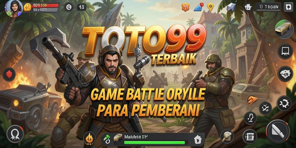 Screenshot TOTO99 menampilkan aksi pertempuran Battle Royale yang intens.
