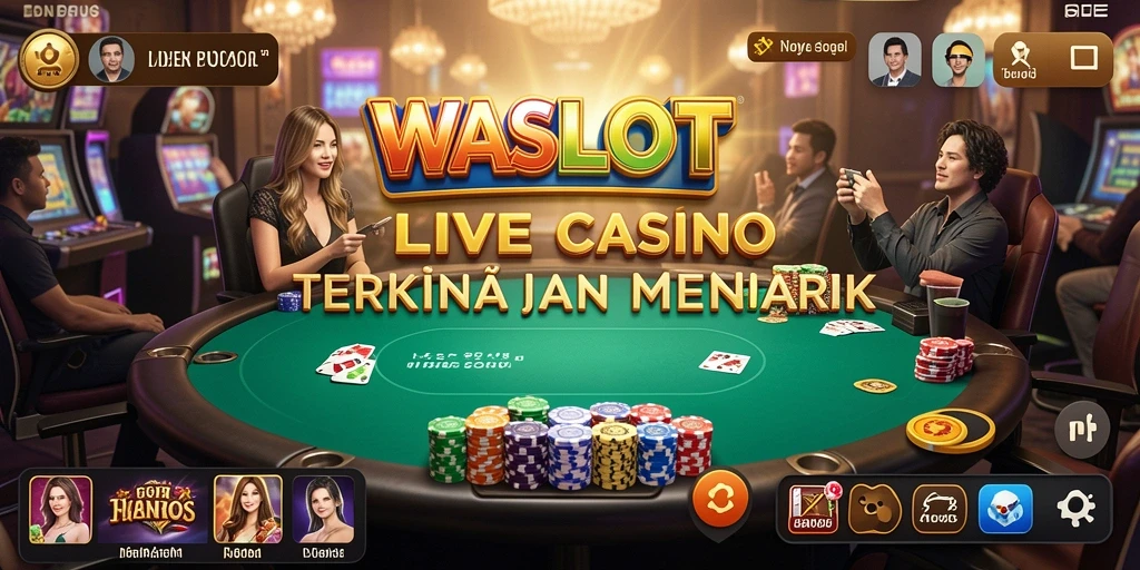 Gameplay menarik dari WASLOT menampilkan dealer langsung dan suasana kasino.