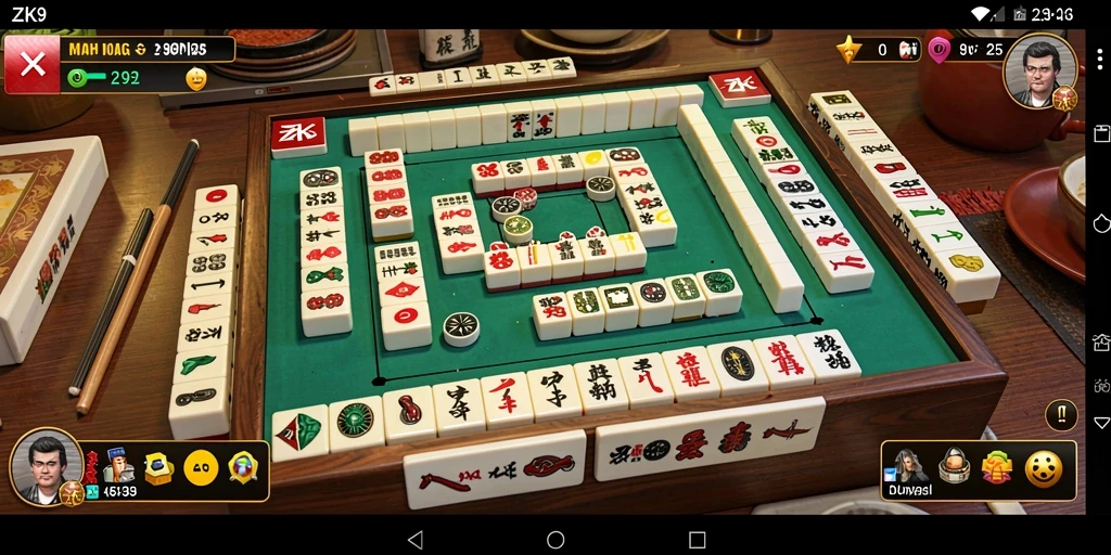 Screenshot gameplay Mahjong ZK9 dengan desain yang menarik.