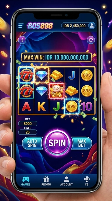 Screenshot aplikasi yang menunjukkan berbagai kategori di bos898.